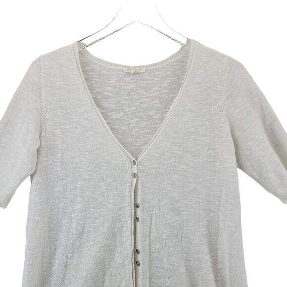 Eileen Fisher Linen Blend Long Line Short Sleeve Cardigan Size Small White - Picture 2 of 8